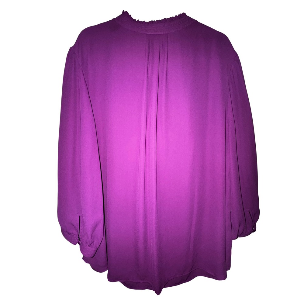 Purple V Neck Ruffled Collar Long Sleeve Blouse Top Plus Size 3X Boho Whimsigoth - Picture 2 of 5